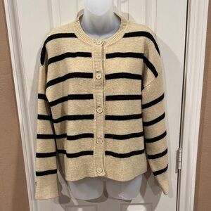 ASOS Design Tan and Black Striped Cardigan Sweater. Sz Small